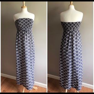 Anthropologie Mermaid Grey Print Cotton Maxi Dress